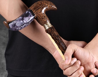 Handmade Palmwood Walking Stick Lightweight Hiking Cane Wooden Trekking Staff Ergonomic Grip