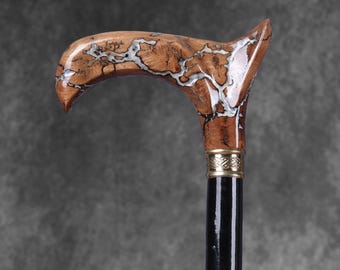 Fractal Burn Beechwood Walking Stick: Lyptus Wood Derby Cane