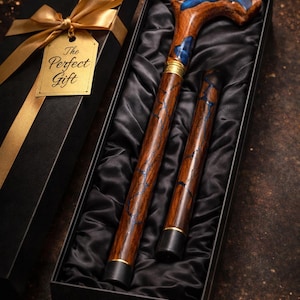 Blue Resin Fractal Walking Stick: Handcrafted Indian Rosewood Cane (39 inch) image 3