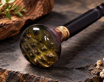 Handmade Rosewood Cane with Round Epoxy Resin Handle, Wooden Walking Stick for Men & Women