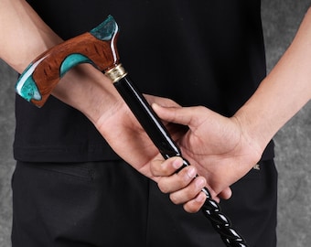 Bastón Derby de resina epoxi de madera de palma hecho a mano con detalles de latón para hombres y mujeres