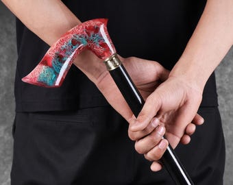 Elegant Rosewood Walking Cane Black & White Resin cane Handle Gentleman’s Choice