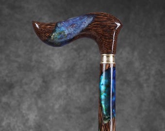 Handcrafted Palmwood Epoxy Walking Cane – Matching Color Handle and Stick