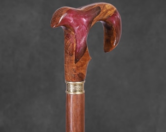 Collapsible Walking Cane Epoxy walking and hiking stick for daily use handmade Turn wood