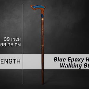 Blue Resin Fractal Walking Stick: Handcrafted Indian Rosewood Cane (39 inch) image 5