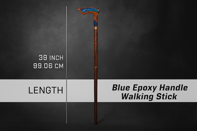 Blue Resin Fractal Walking Stick: Handcrafted Indian Rosewood Cane (39 inch) image 5