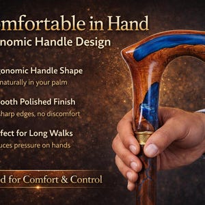 Blue Resin Fractal Walking Stick: Handcrafted Indian Rosewood Cane (39 inch) image 14