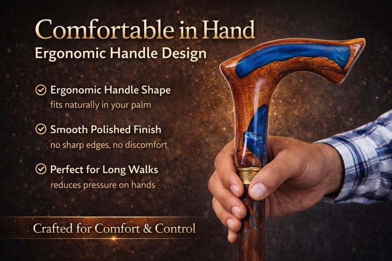 Blue Resin Fractal Walking Stick: Handcrafted Indian Rosewood Cane (39 inch) image 14