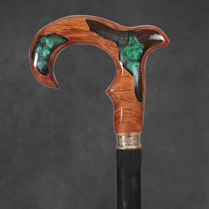 Rosewood Walking Cane with High-Gloss Epoxy and Brass Accents Handcrafted and Durable walking stick