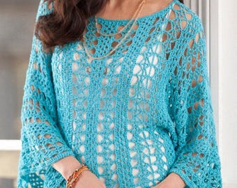 Crochet Pattern, Crochet Pattern Womens Summer Tops, Lace Crochet Top Pattern, Crochet Coverup Pattern, Summer top Pattern, Lace topper