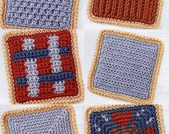 Haakpatroon, gehaakte vierkante set, Afghaans blok, oma vierkant gehaakt patroon, gehaakt vierkant patroon, tussenliggende gehaakte vierkante set