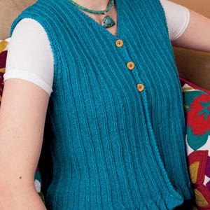Knittin Pattern, Ribbed and ruffled vest pattern, Kinitting vest pattern, Vintage vest pattern, Sleeveless v neck knit sweater vest slipover