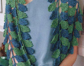 Crochet Pattern, Crochet Infintiy Scarf Tutorial Pattern, Leafs Shawl Scarf Accessory, Leaf Scarf Crochet Pattern, Unique crochet scarf