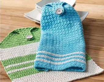 Crochet Pattern, Crochet Hand Towel Pattern, Farmhouse Striped Kitchen Towel, Crochet Towel Pattern, hanging kitchen towels