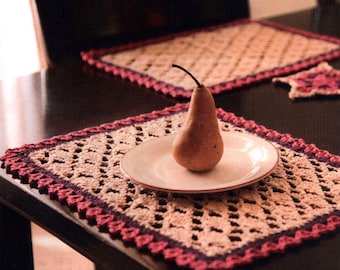 Crochet Pattern, Crochet Placemat & Coaster Pattern, Kitchen Decor,  Round Placemat and Coaster Set Pattern, Stars And Shells