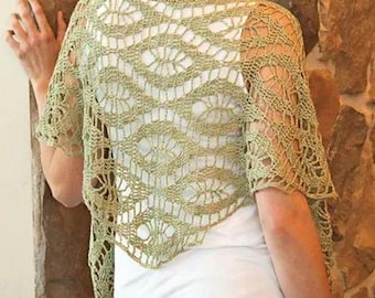 Crochet Pattern, Summer Shawl, Lace Scarf Pattern, Crochet Lace Triangle Shawl Pattern, Summer Wrap, Crochet Triangular Cover Up