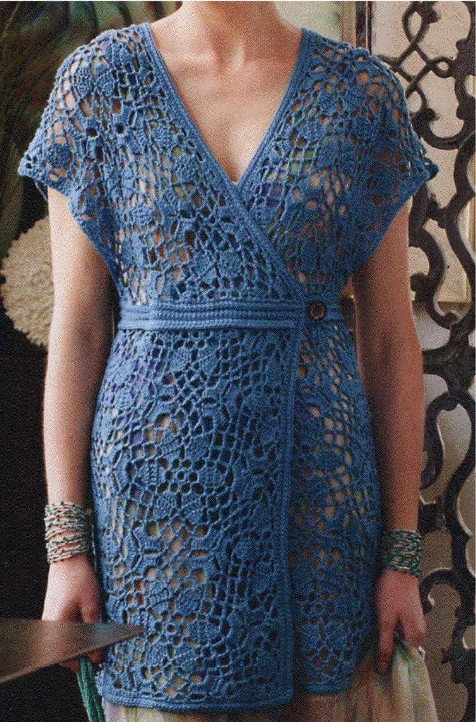 Crochet V-Neck Tunic Dress