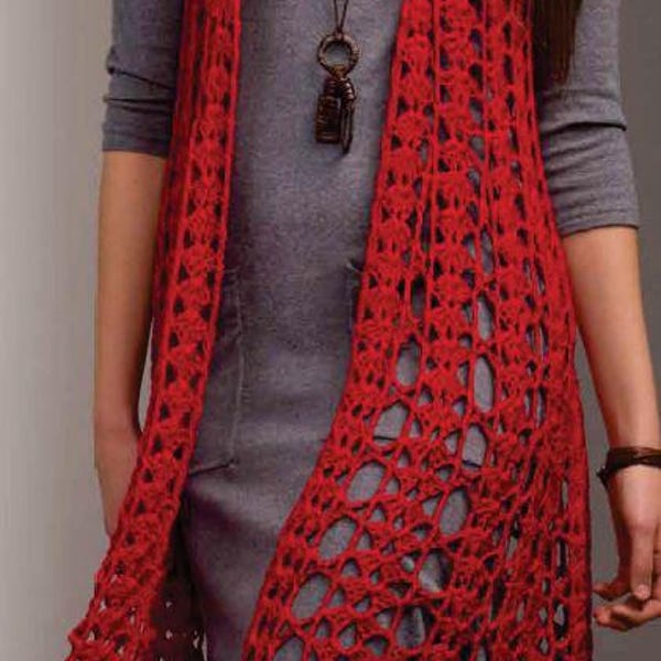 Crochet Pattern, Long Crochet Vest Pattern Easy, Leaf Stitch Vest, Lightweight Four Season Vest