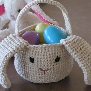 Crochet Pattern, Crochet bunny basket pattern, Crochet pattern rabbit basket, Storage basket crochet