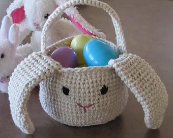 Crochet Pattern, Crochet bunny basket pattern, Crochet pattern rabbit basket, Storage basket crochet