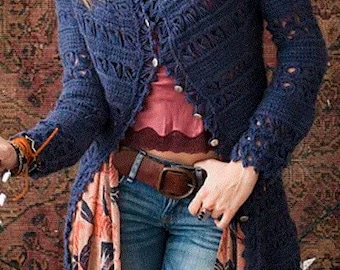 Crochet Pattern, Crochet Lace Coat, Vintage Pattern, Coat lace summer crochet pattern, Crochet Long Cardigan Sweater Pullover Pattern