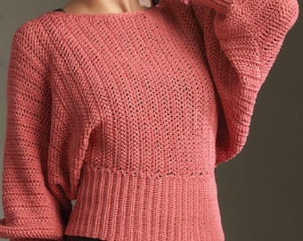 Crochet Pattern, Crochet Sweater Pattern, Beginner Crochet Pullover Pattern, Freesia pullover pattern