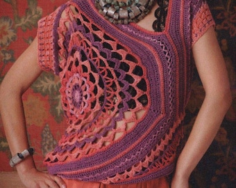Crochet Pattern, Circle vest pattern, top crochet pattern, V-Neck Summer Top, Easy Crochet Top Pattern, Cricle Top, Crochet Top for Summer