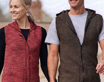 Crochet Pattern, Crochet Hoodie Pattern Men & Women, Vintage Crochet Pattern Top, Hooded Vest,  Crochet Hoodie, Waistcoat Crochet Pattern,