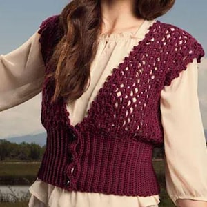 Crochet Pattern, Vest Pattern, Crochet Tank Top Pattern, Waistcoat Crochet Pattern, Summer crochet top, Crochet tutorial for beginners