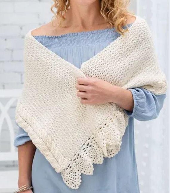 cream crochet shawl