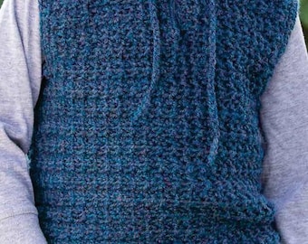 Crochet Pattern, Denim hooded vest pattern, Crochet hooded vest, Hooded vest kids, Crochet sweater vest toddler