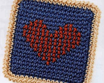 Crochet Pattern, Afghan Block, Granny Square Crochet Pattern, Crochet Square Pattern, Easy Heart Granny Square Pattern, Beginner Crochet