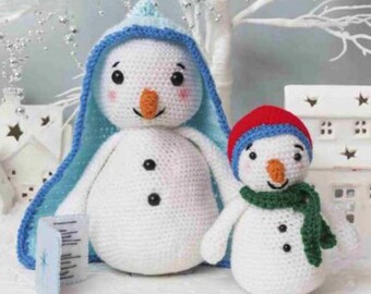 Wzór szydełkowy, bałwanek amigurumi, wzór szydełkowy na bałwana świątecznego amigurumi, rodzina Snow, wzór szydełkowy na bałwana, szydełkowanie zimowe