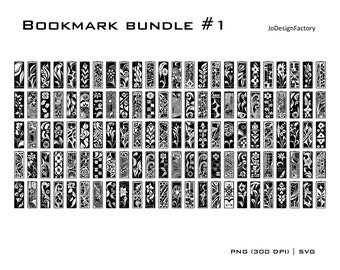 Book Bookmark template bundle 130 designs. Digital svg png files for Laser engraving / cutting or printing.