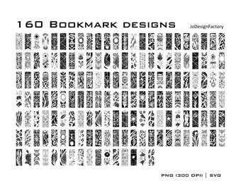 Book Bookmark template bundle 160 designs. Digital svg png files for Laser engraving / cutting or printing.