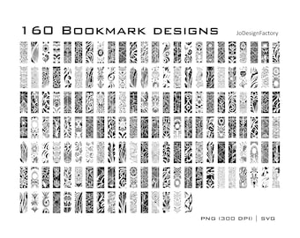 Book Bookmark template bundle 160 designs. Digital svg png files for Laser engraving / cutting or printing.