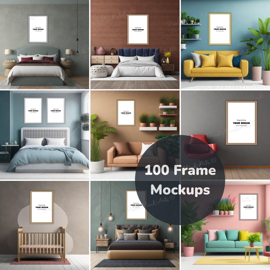 Wall Art Mockup Bundle 100 Wall Art Frame Mockups for Etsy
