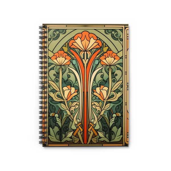 Mission Floral Spiral Notebook Craftsman 1900s Inspired Bungalow Style Arts & Crafts Journal Diary Art Nouveau Era Gift Stickley Lover