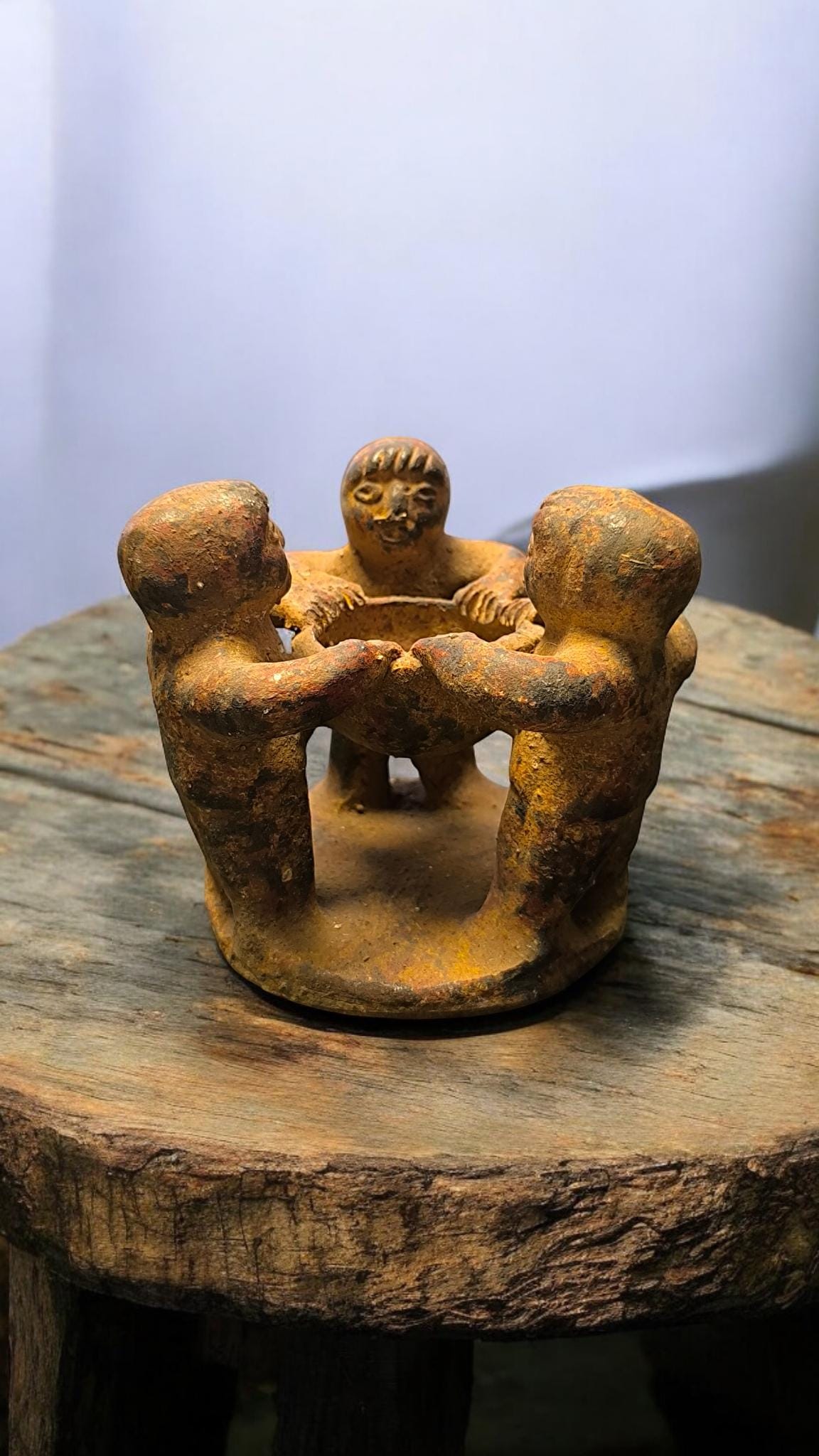 Vintage Circle of Friends Candle Holder Mayan Folk ART Mexican