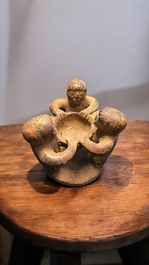 Vintage Circle of Friends Candle Holder Mayan Folk ART Mexican