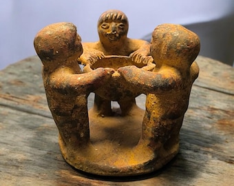 Vintage Circle of Friends Candle Holder Mayan Folk ART Mexican