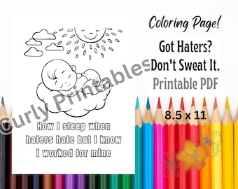 Funny Haters Hate Printable Coloring Page | Adults and Kids | 8.5 x 11 | One Page | Boss