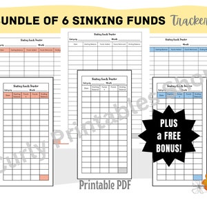 Bundle of 6 Sinking Funds Savings Trackers | Legal 8 and a half x 11 and A6 3 x 6 | Printable | Save Money | PLUS FREE Bonus Tracker!