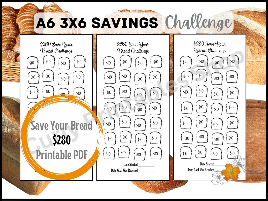 3 Pack Save Your Bread Savings Challenge 280 Dollars Money Tracker A6 3