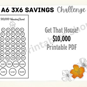 Get That House Savings Challenge | 10000 Dollars | Money Tracker | A6 3 x 6 Printable