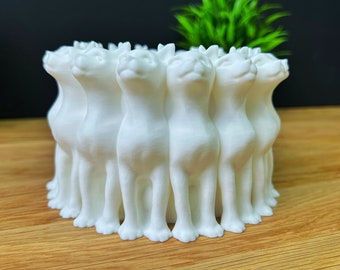 Cat pen holder kitty flower pot