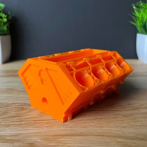 V8 engine block inspired pen holder