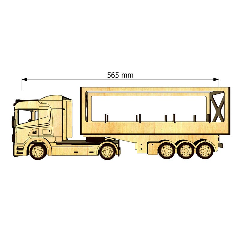 Nr. >001< Lasergeschnittene LKW-Dateien (DXF, SVG, AI), CNC-Baupläne für einen hölzernen Sattelzug, 3 mm Sperrholz-Modellbausatz, Geschenkidee für Ihn, Videoanleitung Bild 6