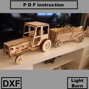DXF Tractor, Tractor, tractor with wagon plywood 3 mm Dxf plywood