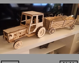 DXF Tractor, Tractor, tractor with cart plywood 3 mm Dxf plywood